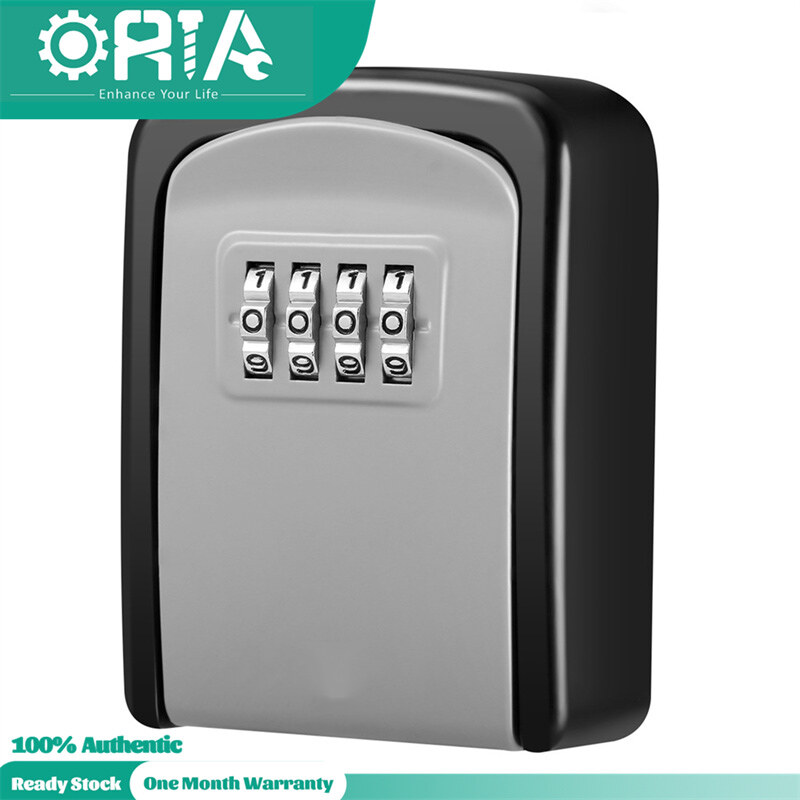 ORIA Key Lock Box 4 Digit Combination Key Storage Lock Box, Wall Mounted Key Safe Box, 5 Keys Capacity Weatherproof for Indoor Outdoor 3.66 inch （Ready Stock）