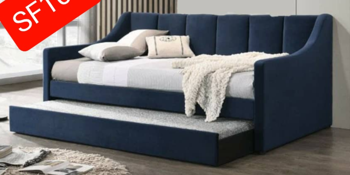Suzy Upholstered Single Daybed. Sofa Bed with Trundle Pullout. Sofa in