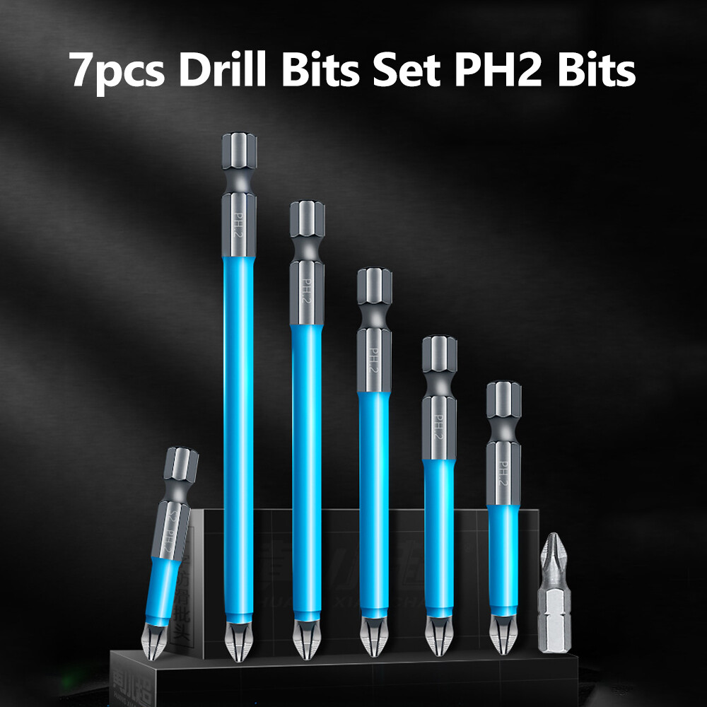 KKmoon 7pcs Power Drill Bits Set Electric Drill Bits Screwdriver Bits Anti-Slip Mag-netic PH2 Bits Set for Power Drills / Air Screwdriver / Manual Screwdriver