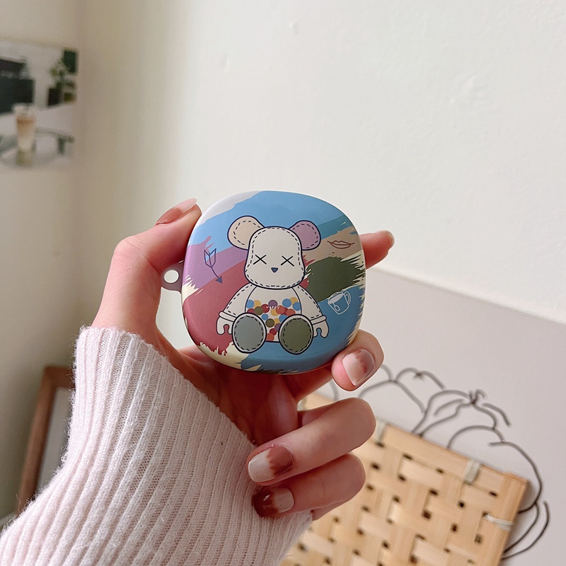 For Baseus WM02 plus Cute Bear Cartoon Earphone Case for Baseus Bowie WM02+ Matte Hard PC Protection Cover with Hook