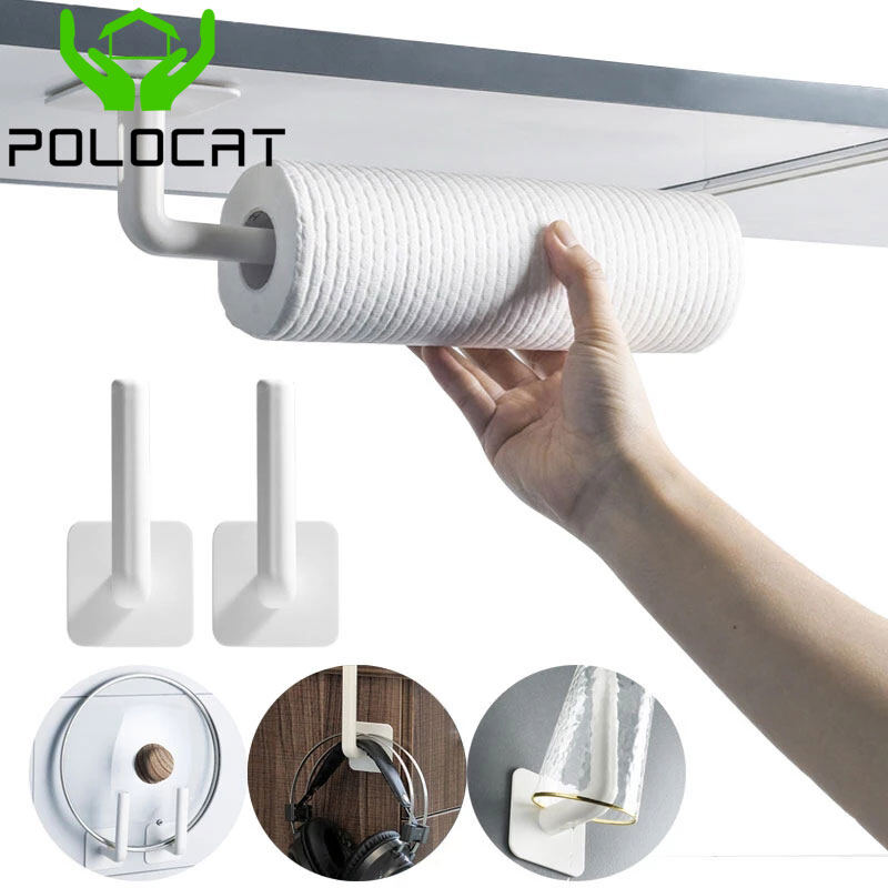 Polocat 2 Piece Set Japanese Style Kitchen Bathroom Wall Storage Hooks Seamless Sticker Storage Shelf For Home Wall Kitchen Utensils Big Hook#2