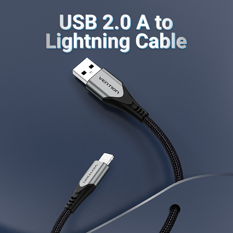 Vention MFI Lightning Cable 2.4A Fast Data Charging iPhone Cable for iPhone 13 12 11 X Pro Max iPad iPod iPhone Apple USB to Lighting Wire Cable