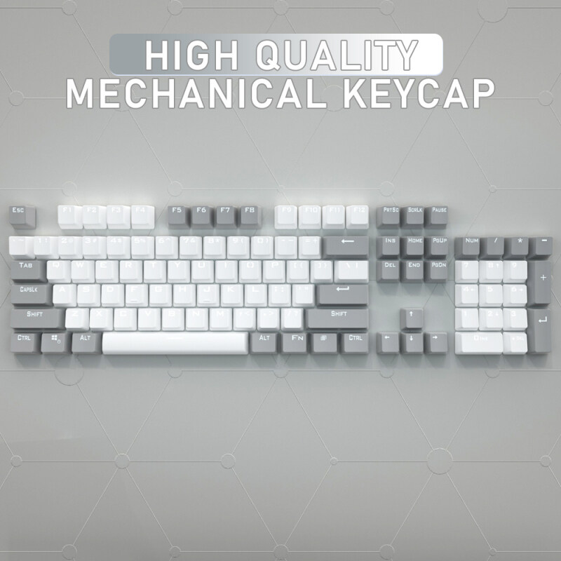 AULA ABS Mechanical two-color keycap 106 Keys Grey + White High Qualty Detachable Light Transmission Keycap Universal Mechanical keycap Singapore