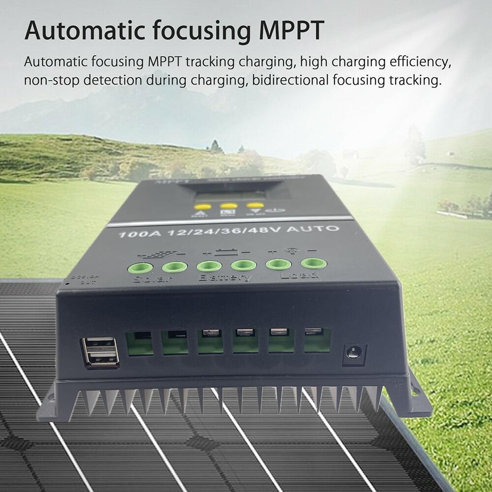 100A/80A/60A MPPT/PWM sạc năng lượng mặt trời điều khiển 12V/24V/36V/48V tự động điều khiển công cụ quang điện năng lượng mặt trời Bộ sạc pin với LCD & Cổng USB kép