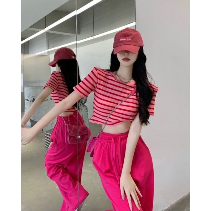 2 Pcs/set Dragon Fruit Color Summer Suit Women's Summer
