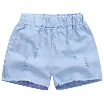 kids white denim shorts