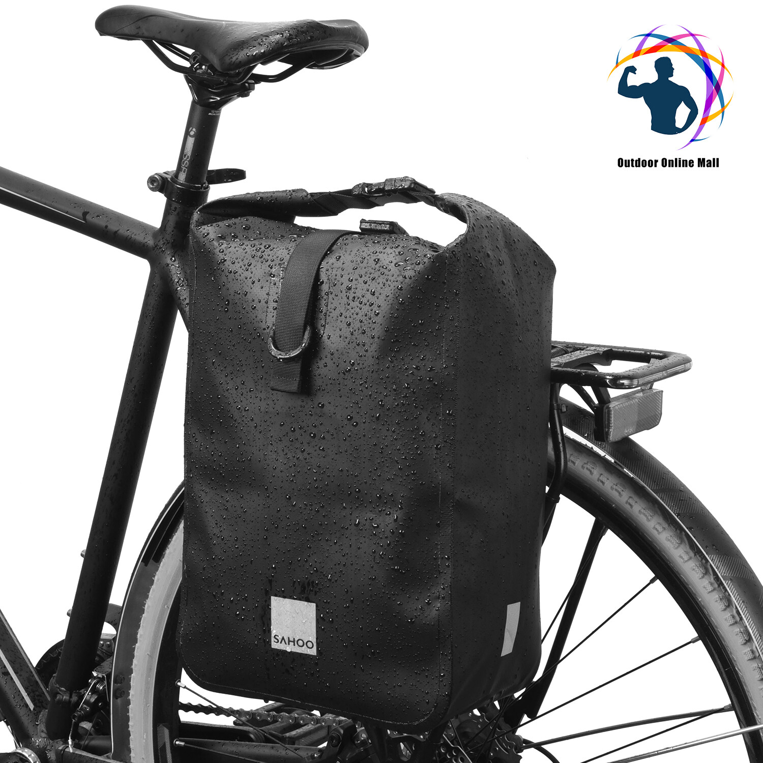 SAHOO Multifunctional Cycling Bicycle Bike Rear Seat Trunk Bag Large Capacity Outdoor Sports Pouch Rack Panniers Shoulder Handbag Reflective Rear Bag MTB Road Bike Bag Waterproof Bicycle Storage Bag Bike Accessories