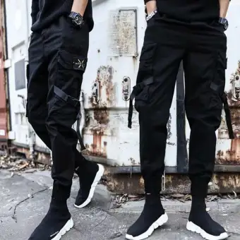 black pocket cargo pants