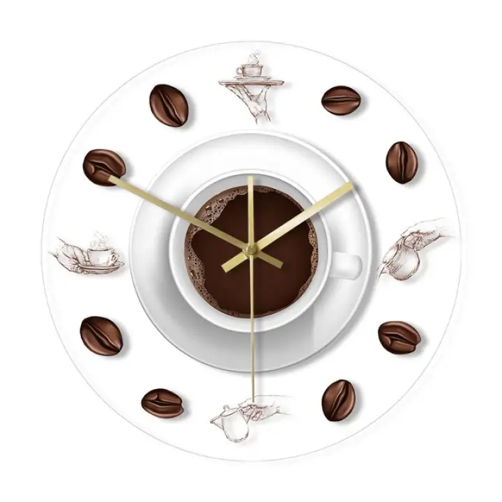 jam dinding biji kopi jam tangan tembok dengan lampu latar led desain modern kafe mug kopi reloj de pared dapur jam dinding akrilik
