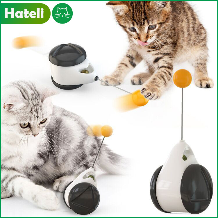 【HATELI】Smart Cat Toy with Wheels Automatic No Need Recharge Cat Toys Interactive Rotating Mode Tumbler Funny Cats Toys