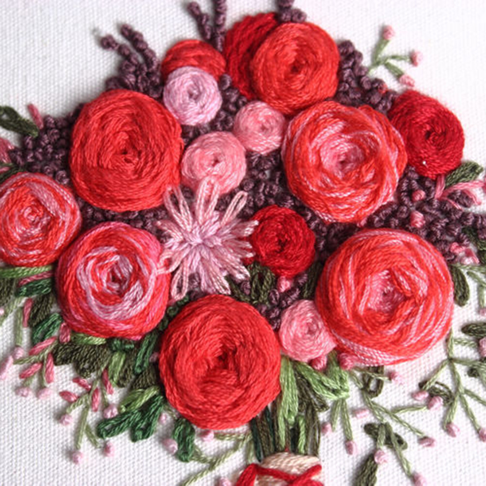 【Ready Stock】Beautymaker Flower Pattern Cross Stitch DIY Needlework Kit Beginner Embroidery Starter Set