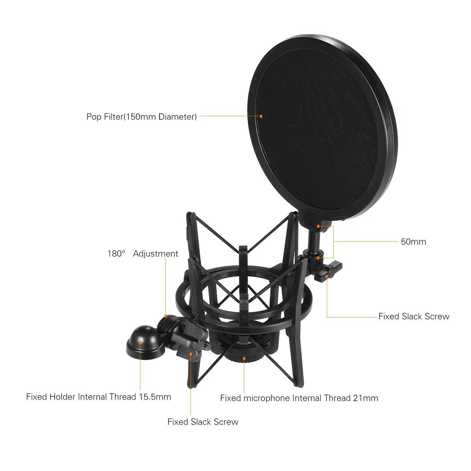 Giá Đỡ Micro Chống Sốc Điện Dung Bằng Nhựa Thông Dụng Chống Rung Với Bộ Lọc Pop Dành Cho Studio Phát Sóng Trực Tuyến Ghi Âm Nhạc