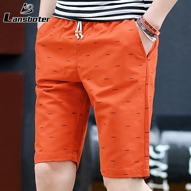 Lansboter Men's Chino Fashion Slim Pants Polka Dot Print Shorts