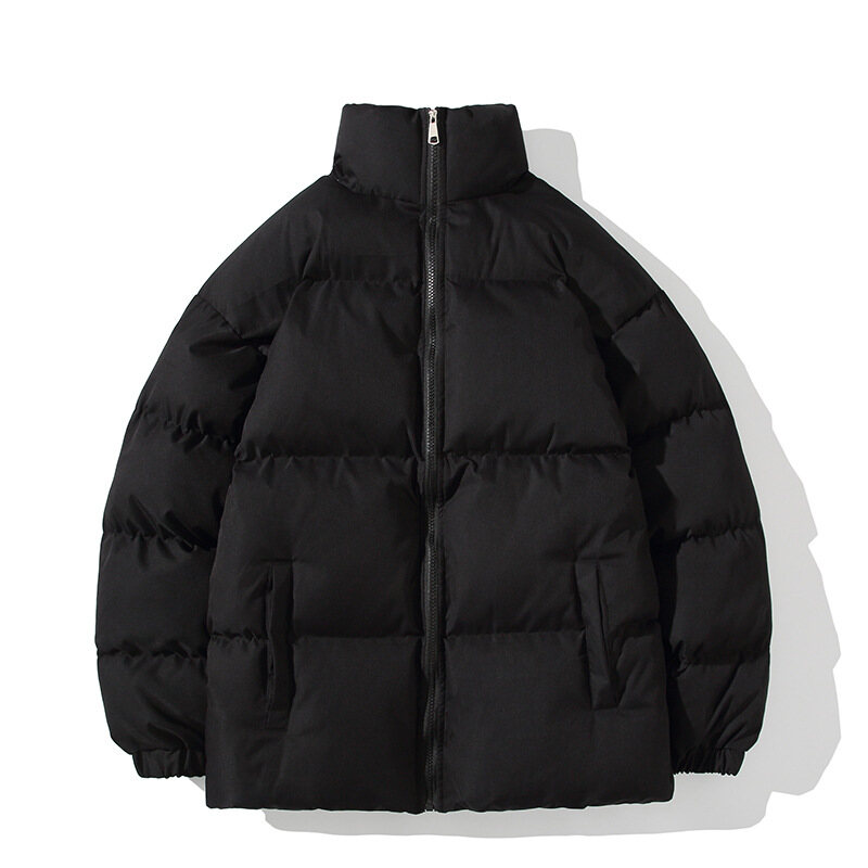 Hanlu Men's large size loose solid color cotton jacket thick stand collar cotton jacket men's cotton clothing