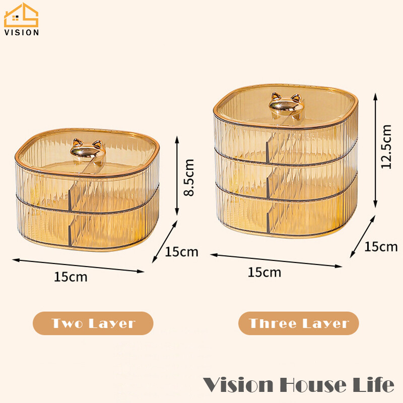 Vision Hộp Đựng Đồ Ăn Nhẹ Trong Suốt Nhiều Tầng Kẹo Hạt Trái Cây Sấy Khô Có Nắp Đĩa Trái Cây Sấy Chia Ngăn Gia Dụng