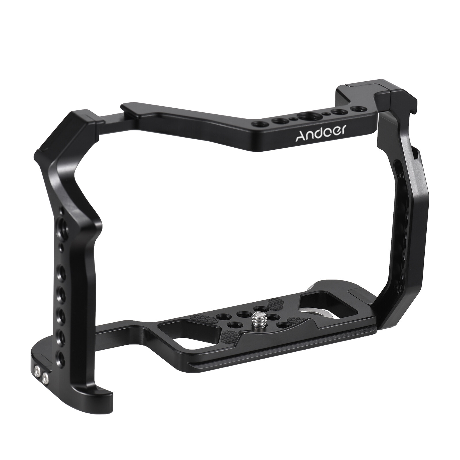 Vieline-Andoer Camera Cage Aluminum Alloy Camera Video Cage with Dual Cold Shoe Mount Numerous 1/4 Inch & 3/8 Inch Threads Replacement for Canon R5/R6/R6 II