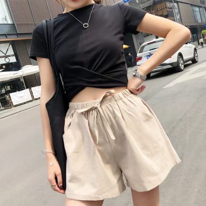 plus size linen shorts