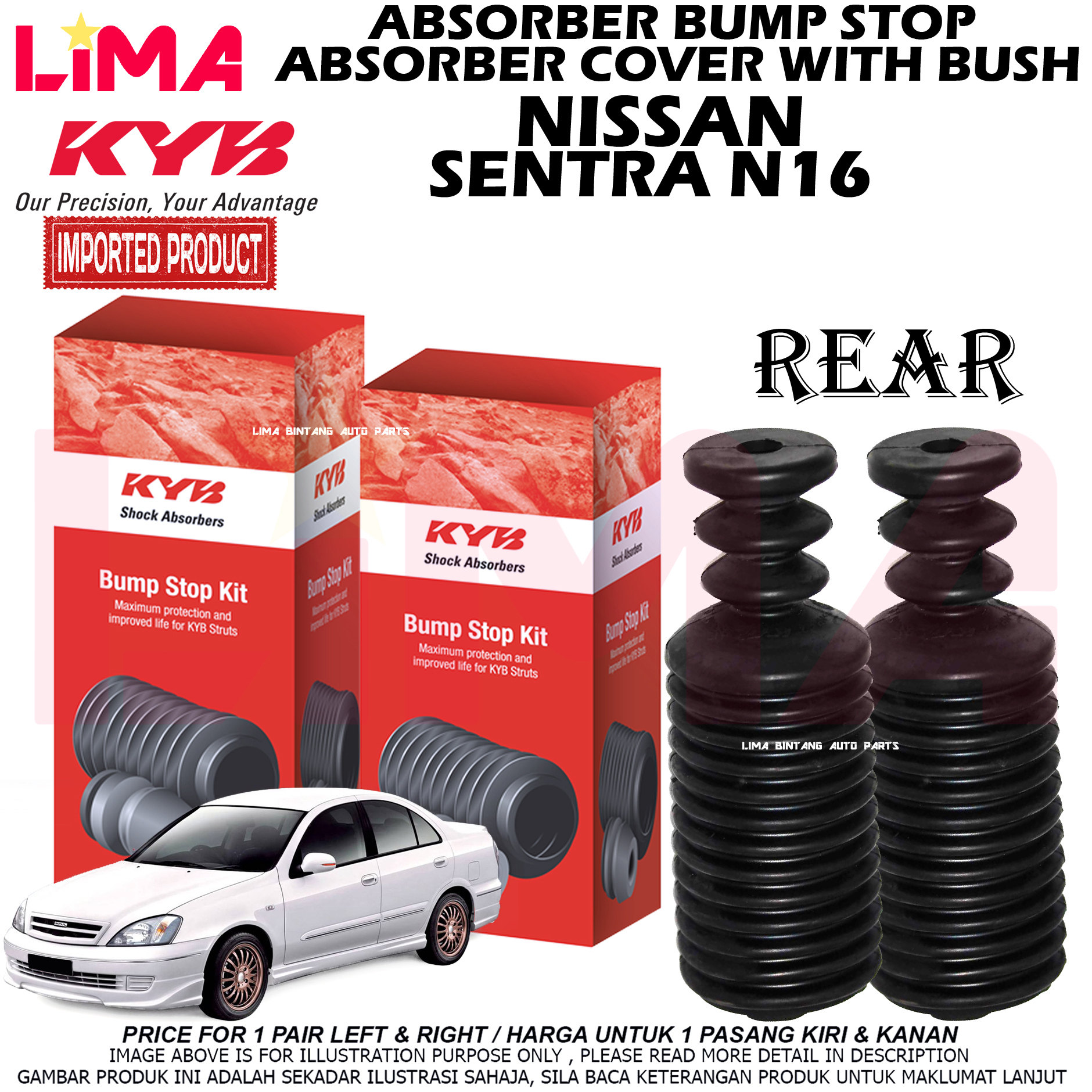 1 Pair Nissan Sentra N16 Rear Absorber Dust Cover Protector With Bush Kayaba Kyb Original Lazada
