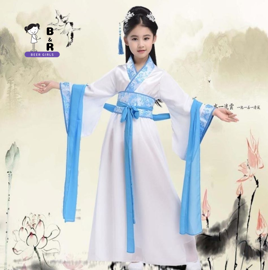 BEERGIRLS chinese new year clothes 2023 Girls' Hanfu dress summer New Chiffon style