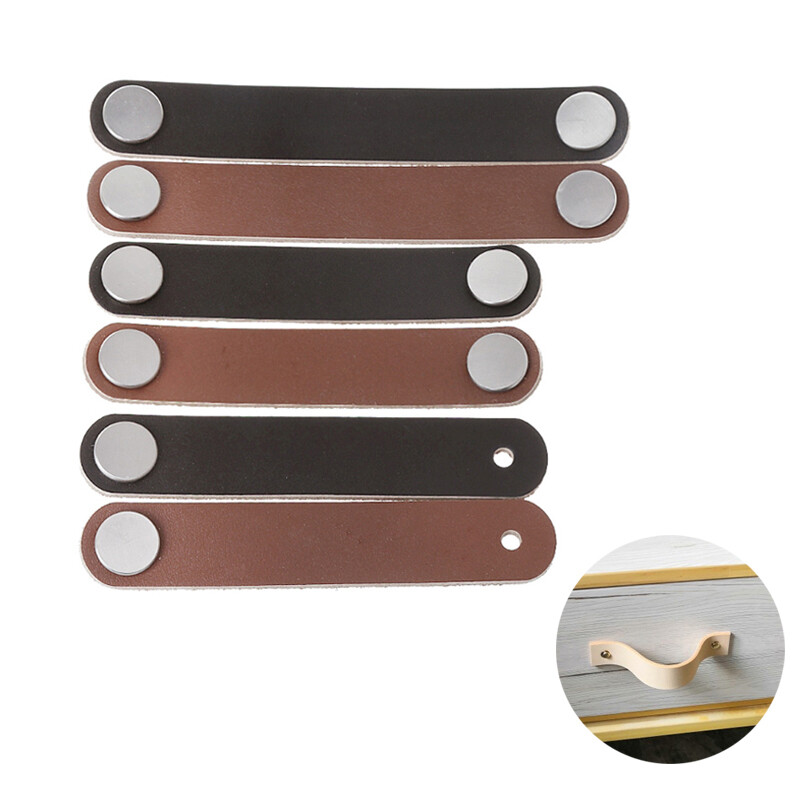 2sql Leather Leather Strap Furniture Hardware Cabinet Cupboard Handle Dresser Drawer Pull Door Kitchen Brown Wardrobe Knobs
