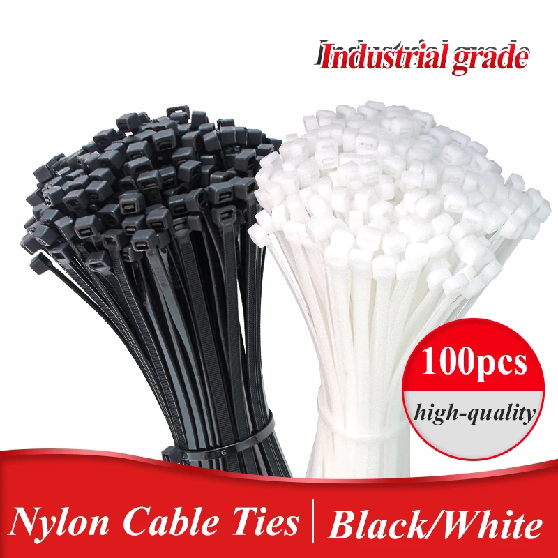 100 Cái Dây Cáp Nylon Tự Khóa Dây Buộc Dây Kéo