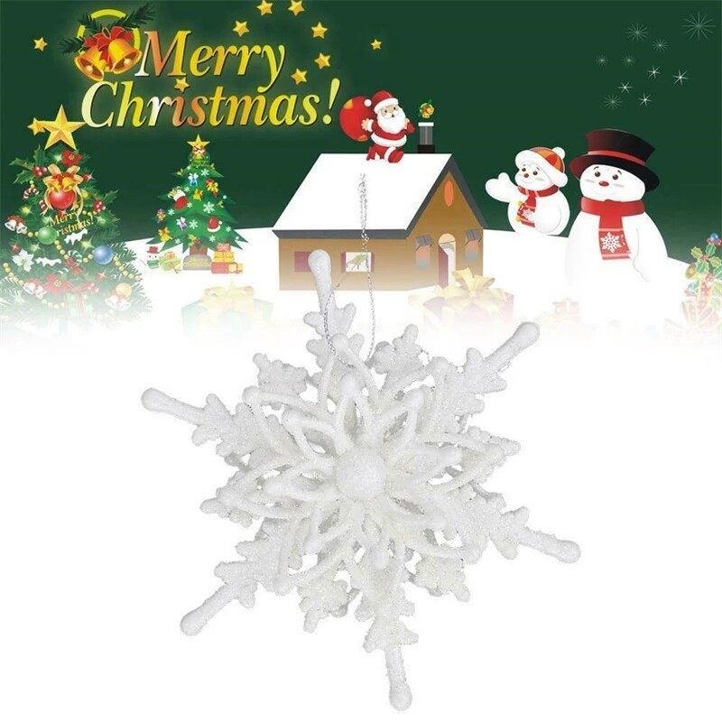 12cm 3D Ice White Snowflake Hanging Ornaments Christmas Tree Decoration