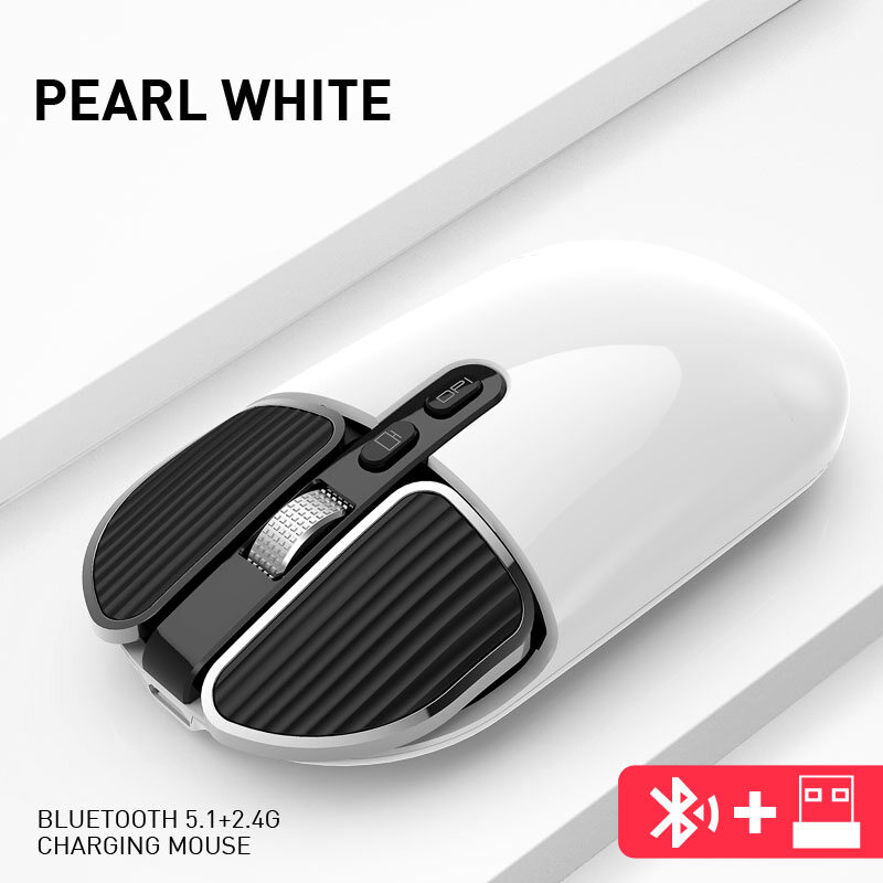 VAORLO Chuột Hai Chế Độ Không Dây Bluetooth 5.1 + 2.4G Chuột Quang Chơi Game USB Sạc Được Chuột Máy Tính Chuột Máy Tính Để Bàn Dành Cho Mac Ipad Android