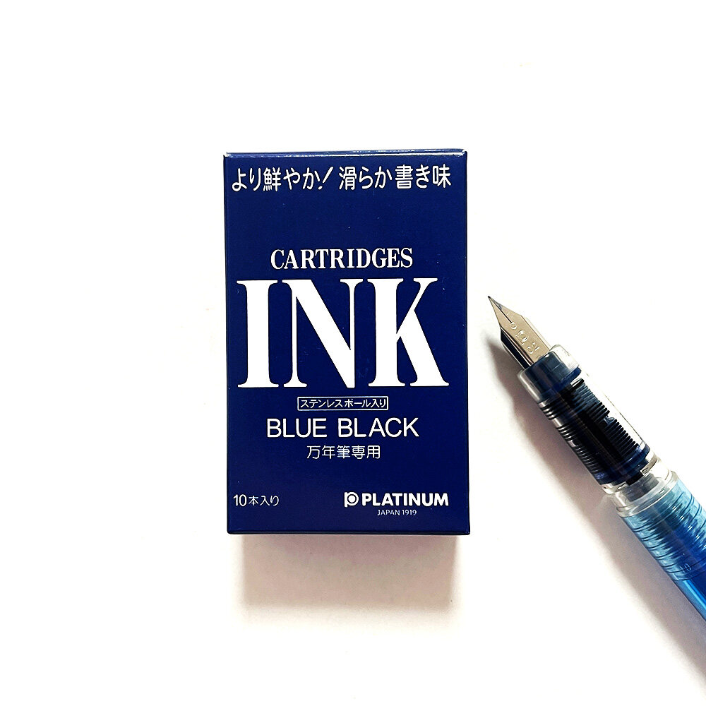 Platinum Fountain Pen Ink Cartridge 10pcs Pack Blue/Black Made in Japan