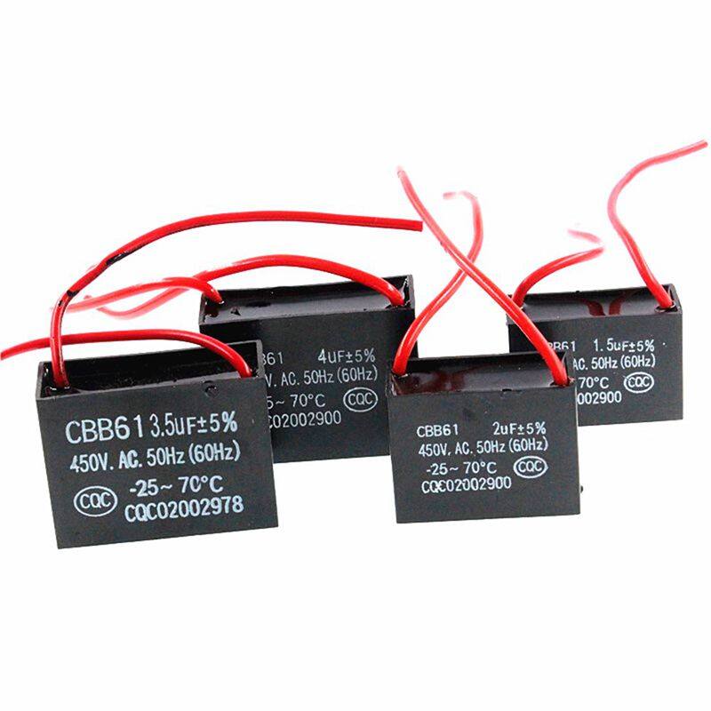 1pcs 1uF 450V CBB61 Motor Start Run Fan Capacitor 2Wires