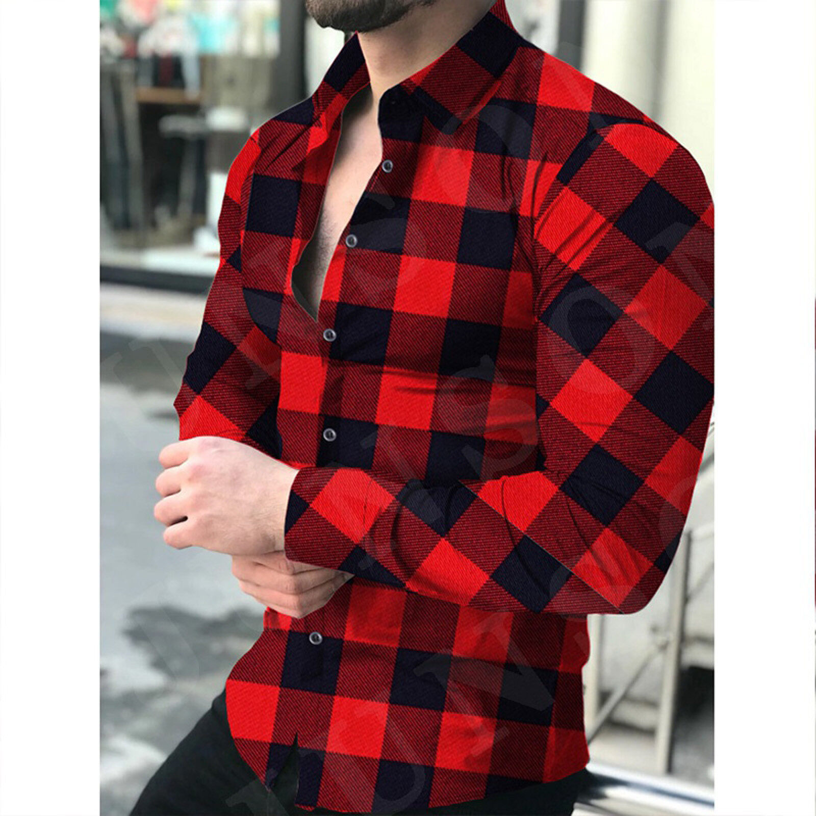 checkered polo red