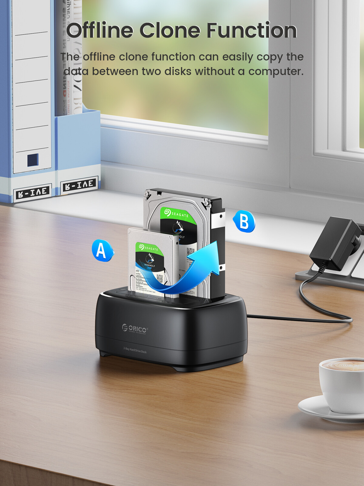 ORICO USB 3.0 để SATA Dual-bay Ổ đĩa cứng gắn ngoài trạm nối với chức năng nhân bản ngoại tuyến cho 2.5 & 3.5 inch HDD SSD SATA (Sata I/II/III) SATA bao vây HDD Dock
