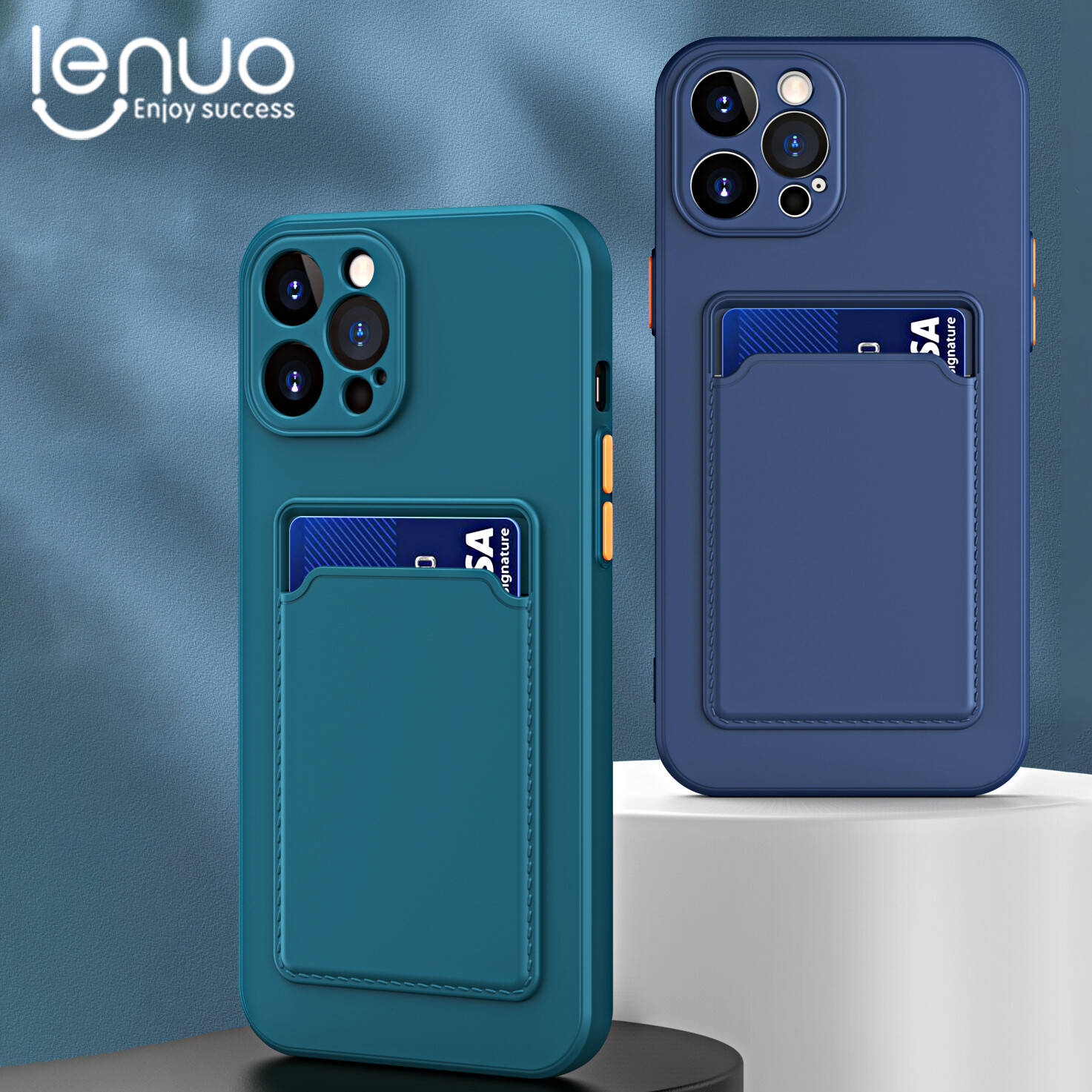 Lenuo Silicone Phone Case for iPhone 14 Pro Max 13 Pro Max 12 11 Xs Max XR X 14 Plus 8 7 6 Plus Casing Liquid Soft Card Slot Shockproof Back Cover