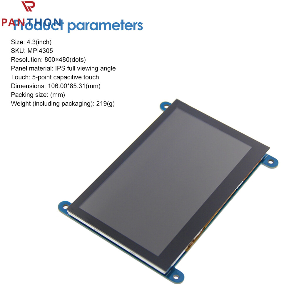 Panthon 4.3 Inch Cho Raspberry Pi màn hình HDMI Với Điện Dung Màn Hình Cảm Ứng Độ Phân Giải 800*480 Hỗ Trợ Windows10/8/7 5-Điểm Cảm Ứng Hỗ Trợ Cho Raspberry Pi 3B +/4B Duy Nhất Điểm điều khiển bằng cảm ứng USB Cảm Ứng