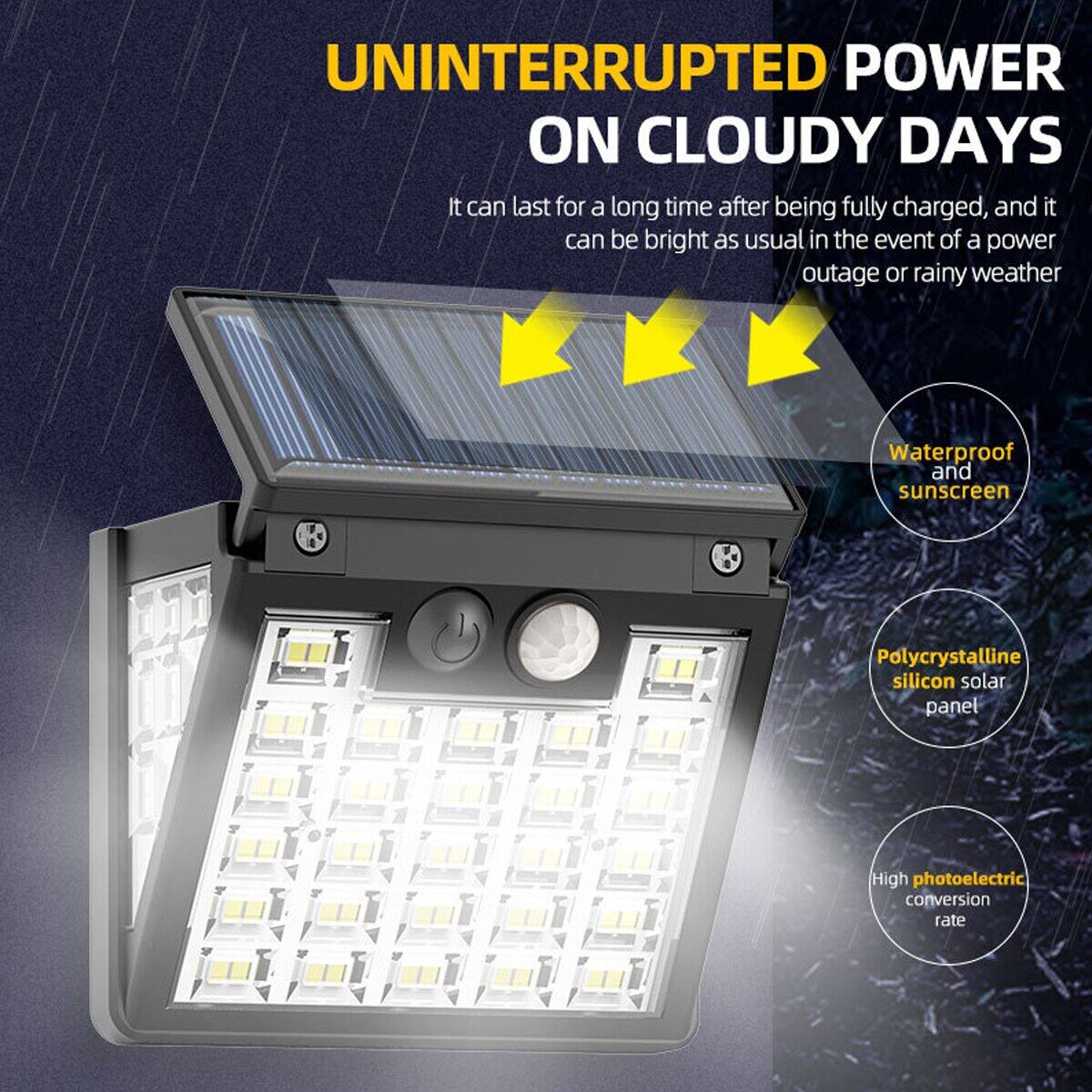 Solar Light Outdoor with 72LEDs Motion Sensor Wall 3 Lighting Modes Light Solar Fence Light IP65 Waterproof Solar Patio Light
