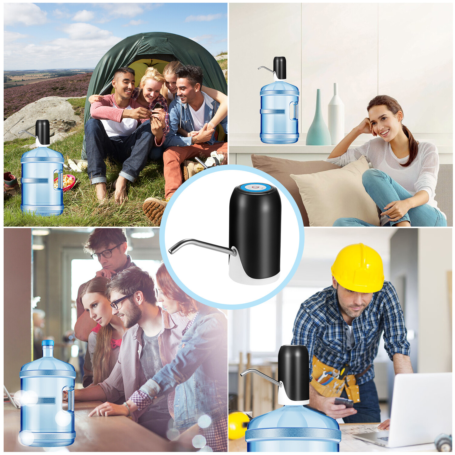 Smart Sensor Electric Drinking Water Pump Portable USB Rechargeable Automatic Water Dispenser Intelligent Water-suction Device with Indicator Light for Home Office Camping