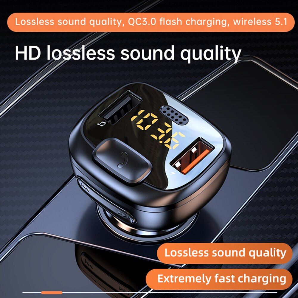Car FM Transmitter Wireless Bluetooth 5.0 Car Handsfree Audio Mp3 Player Adapter USB QC3.0 Fast Charger FM Modulator