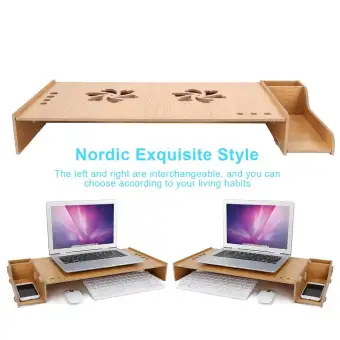 Diy Office Desktop Monitor Riser Desk Storage Box Wooden Rack Pc