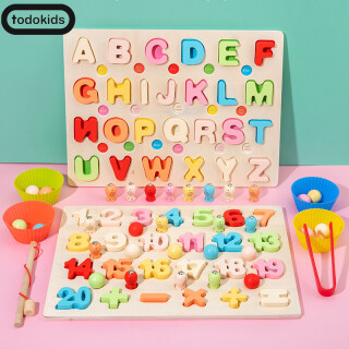 Todokids Bộ đồ chơi bằng gỗ Montessori kẹp hạt bảng chữ cái và số giáo dục cho trẻ em - INTL thumbnail