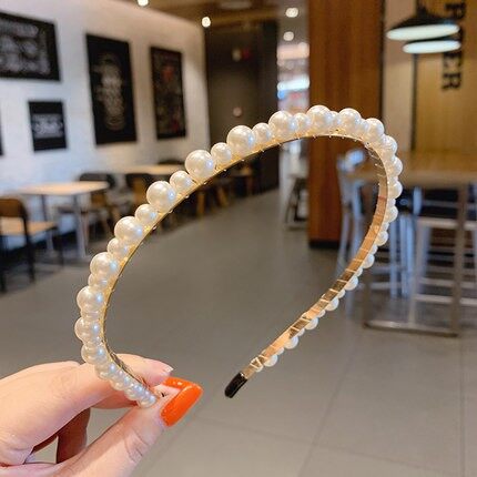 [ACC]2021 Simple Korean Ladies Pearl Inlaid Headband Temperament Bundle Hair Headdress