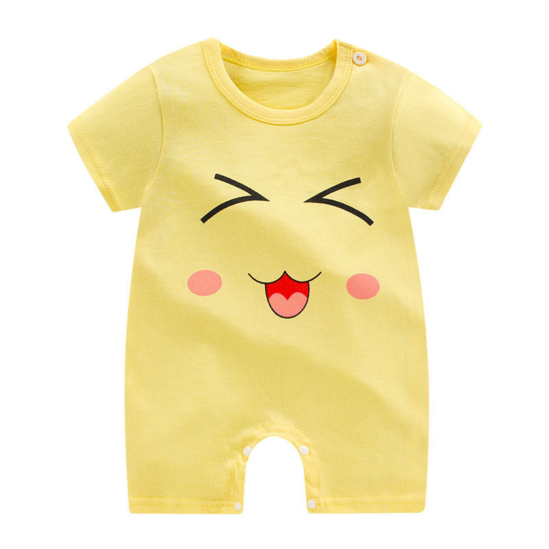 Baby Body Suit Pure Cotton Summer Short Sleeve Hardcover Creeper Boy Girl Clothes Newborn 3-36m