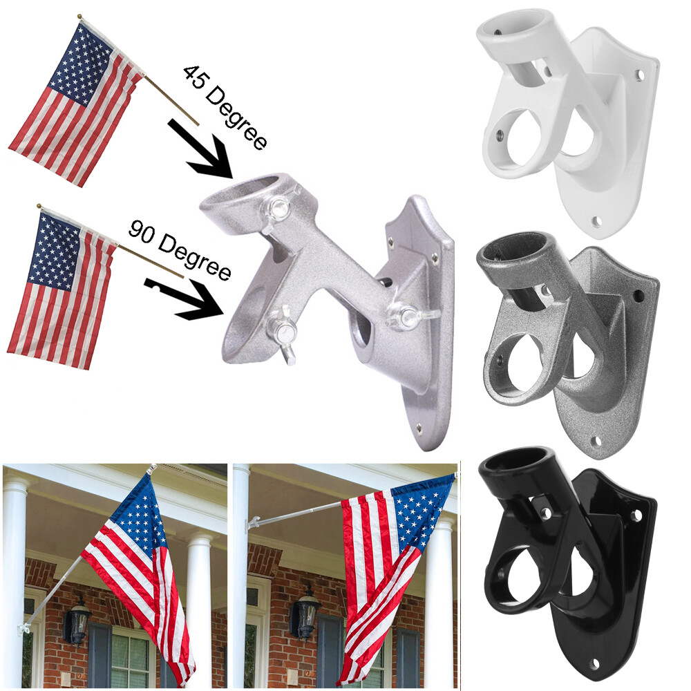 1/2PCS Có Thể Điều Chỉnh 45/90 Độ Góc Không Rỉ Sét Tráng Cột Cờ Chân Tường Gắn Giá Treo Cờ Giá Đỡ Nhôm Hai-Vị Trí