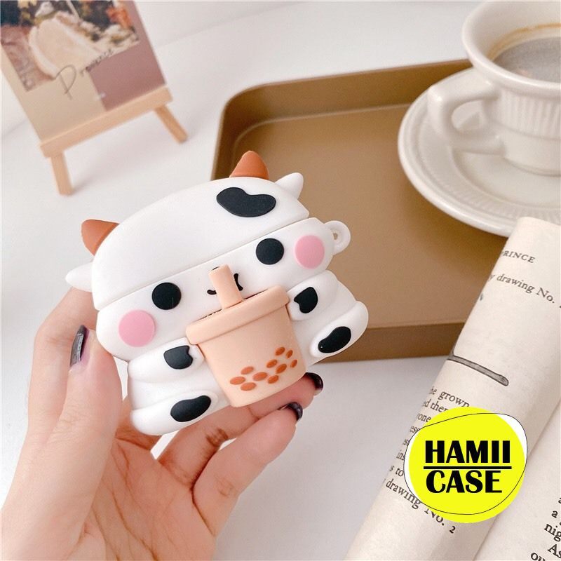 Case Vỏ Bao Airpods Đựng Tai Nghe Airpod 1 2 Pro Bò Sữa Cực Cute Bằng Silicon