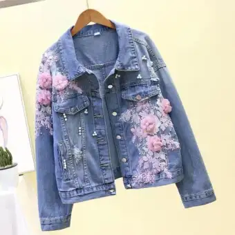 jean jacket with flowers