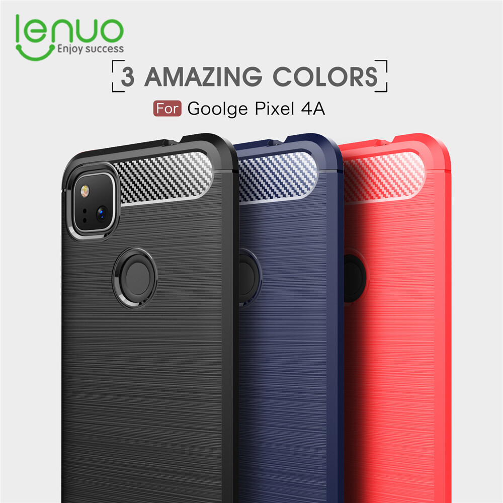 Lenuo for Google Pixel 4a Case - Carbon Fiber Silicone Brushed Cell Phone TPU Back Cover