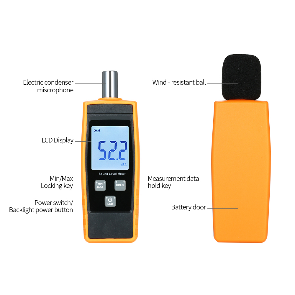 Smart Sensor Máy Đo Mức Âm Thanh Kỹ Thuật Số LCD Dụng Cụ Đo Âm Lượng Tiếng Ồn 30-130dBA Máy Kiểm Tra Giám Sát Decibel Với Chế Độ Tối Đa/Tối Thiểu/Giữ Dữ Liệu