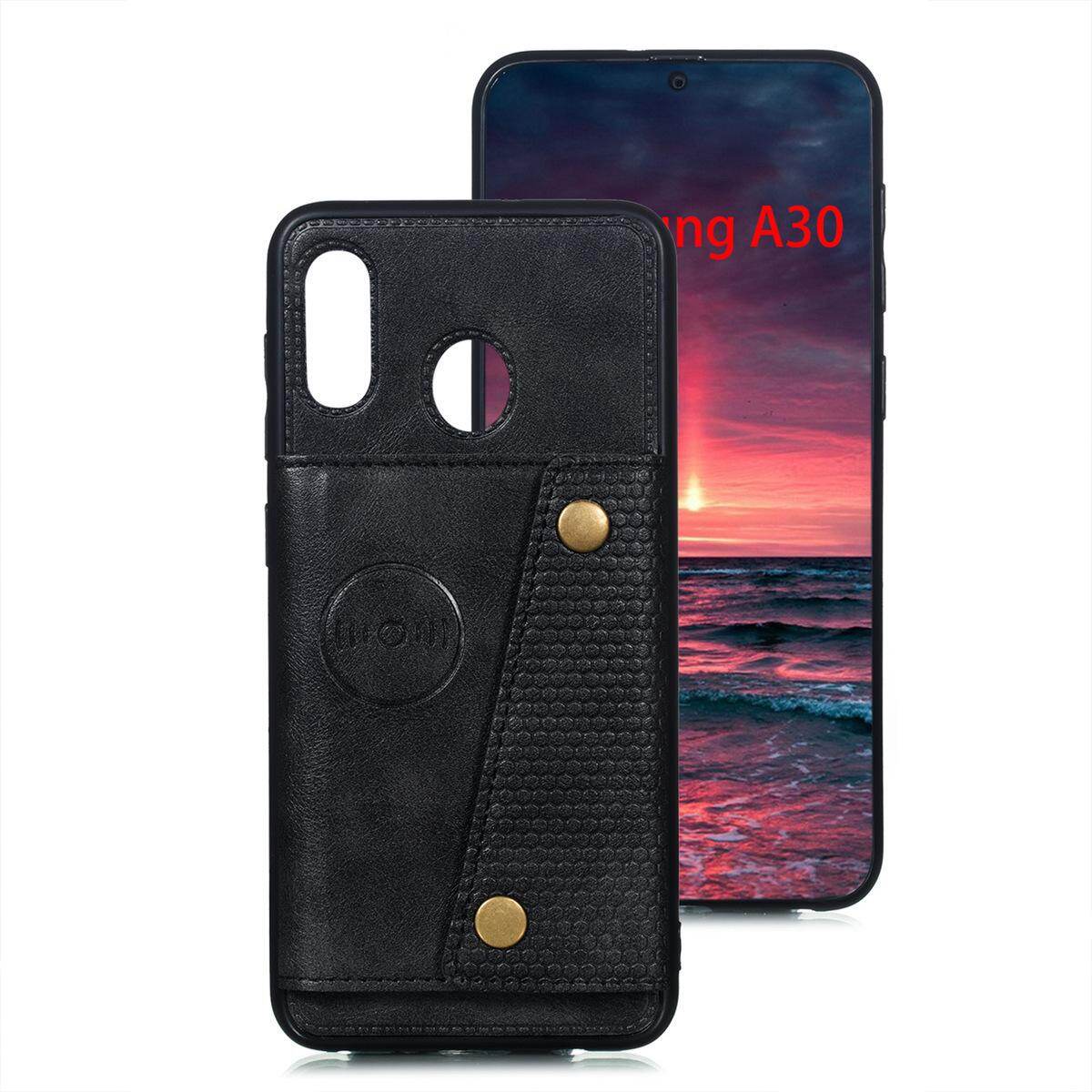 for Samsung A20 A30 Leather Case Multiple Folio Flip Cover Wallet Back Case Shell, can work with Car Mount, Hidden ID Credit Card Slot Holder, Retro Metal Button Clasp, Stand Support