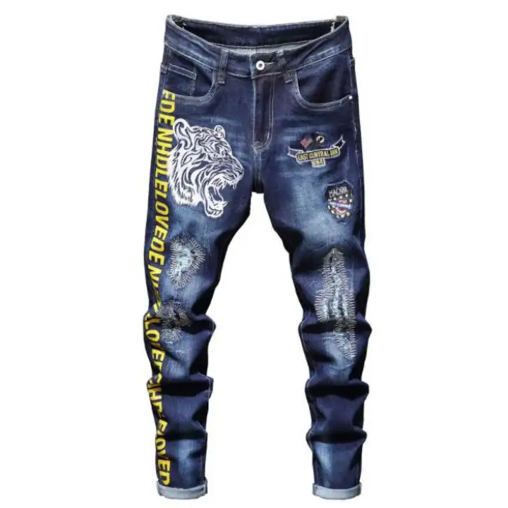 patchwork skinny jeans mens