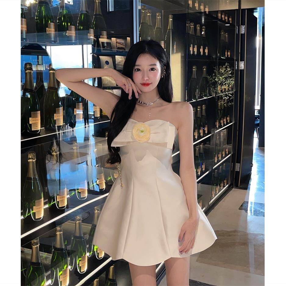 Ba chiều hoa ống đầu váy nữ thiết kế mới cảm giác eo một đường váy nhẹ nhàng khí chất váy dự tiệc