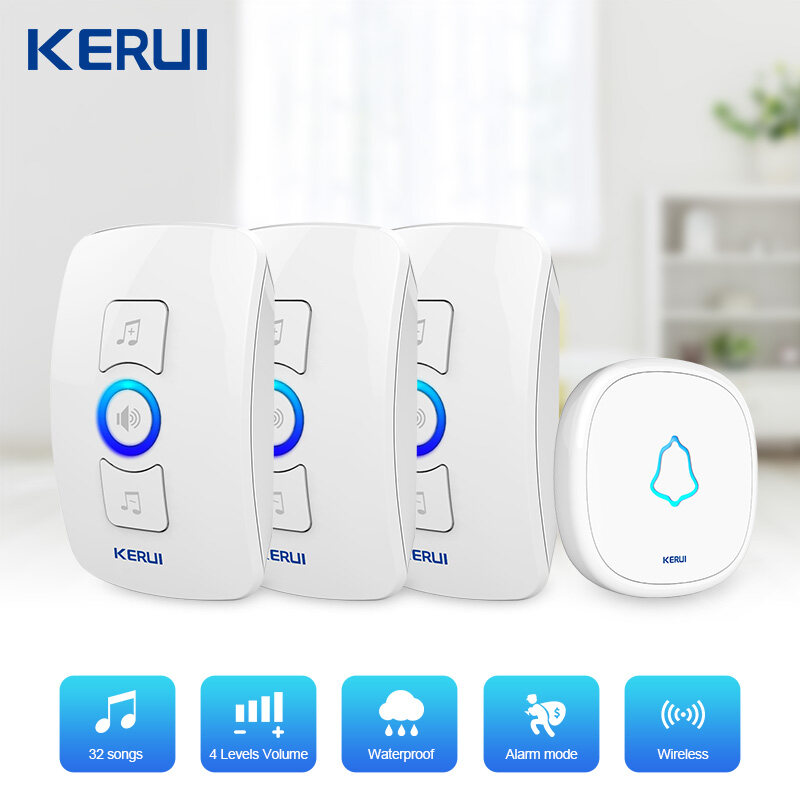 KERUI M525 Wireless Doorbell Waterproof Wireless Door Bell Chime Kit ...