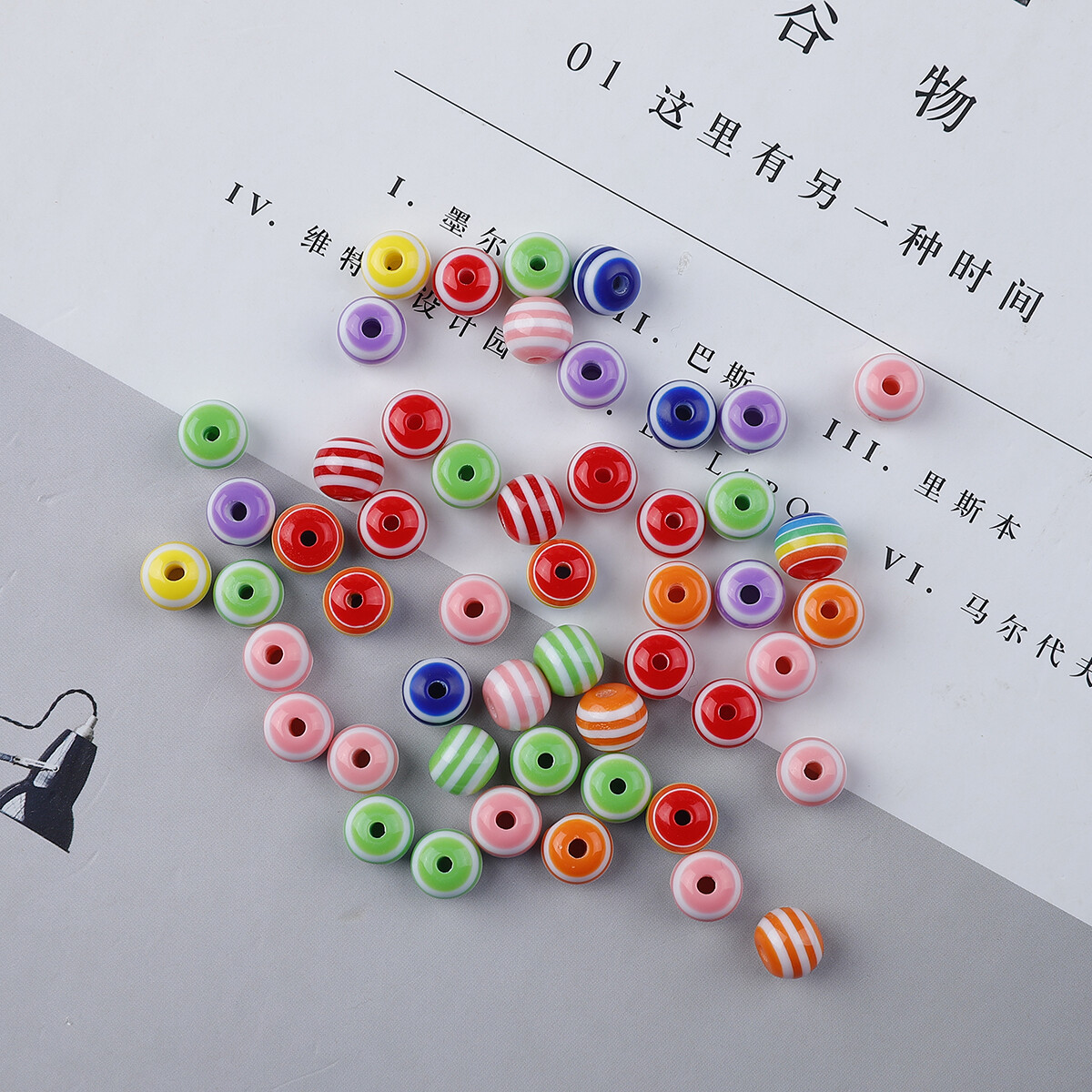 30-50Pcs Flat Striped Beads Multicolor Resin Beads For Jewelry Making DIY Bracelet Necklace Findings Accessories